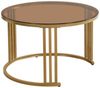 Merax Couchtisch Set aus Holz mit Schubladen und Metallrahmen, Wohnzimmertisch, hochglanz Satztisch, Beistelltisch mit Glastischplatte Bild 3