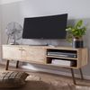 HiFi Lowboard SIKAR Mango Massivholz Landhaus TV Kommode 145 x 47 x 35 cm, Fernsehschrank Unterschrank mit 2 Türen, Fernsehtisch Ablagefach, Fernsehkommode TV Möbel, TV-Board Wohnzimmer Bild 2