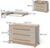 Wickelkommode Malia Cashmere/Eiche 133.2 x 98 cm mit 3 Schubladen Vitalispa Bild 2