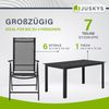 Juskys Aluminium Gartengarnitur Milano Gartenmöbel Set mit Tisch und 6 Stühlen Dunkel-Grau mit schwarzer Kunstfaser Alu Sitzgruppe Balkonmöbel Bild 3