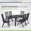 Juskys Aluminium Gartengarnitur Milano Gartenmöbel Set mit Tisch und 6 Stühlen Dunkel-Grau mit schwarzer Kunstfaser Alu Sitzgruppe Balkonmöbel Bild 2