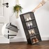 SONGMICS Schuhboxen, Schuh-Organizer aus Kunststoff, mit Tür, durchsichtig, 6er Set, stapelbar, einfache Montage, 34 x 25 x 18,4 cm, für Schuhe bis Größe 44, transparentes Weiß LSP032W06 Bild 4