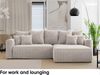 MEBLINI Schlafcouch mit Bettkasten - 260 x 160 x 78 cm - Beige Cordstoff - NAPLES - Kleines Ecksofa mit Schlaffunktion - Sofa mit Relaxfunktion und Kissen - Kleine Couch L-Form - Eckcouch Bild 3