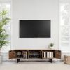 FineBuy Lowboard Akazie Massivholz 150 cm, TV Board mit Steinoptik Fronten & Metallgestell, Fernsehtisch modern mit Stauraum & Kabeldurchführung, TV Schrank Design Industrial für Wohnzimmer Bild 4