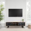 FineBuy Lowboard Akazie Massivholz 150 cm, TV Board mit Steinoptik Fronten & Metallgestell, Fernsehtisch modern mit Stauraum & Kabeldurchführung, TV Schrank Design Industrial für Wohnzimmer Bild 2