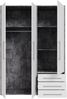 Forte MOKKARIS Kleiderschrank 140 150, 3-türig, 2 Schubladen, Einglegeböden, Kleiderstange, Holzwerkstoff, Betonoptik Grau / Weiß, 144,4 cm breit x 200,1 cm hoch x 52,7 cm tief Bild 4