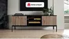 Vente-unique - OVILA TV unit Holz, PlatteGlas SchwarzBeige - B 39 cm x H 56,2 cm x L 153,4 cm Bild 2