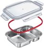 Westmark Edelstahl Lunchbox – Auslaufsichere Brotdose – Mikrowellen- & Ofenfest, BPA-frei – Bento Box für Schule, Arbeit & Kita – Silber, geteilt 450 + 280 ml Bild 3