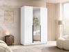 Mirjan24 'Cikzori' Kleiderschrank mit Einlegeböden und Kleiderstange, 3-türig, Laminatplatte, 215 x 58 x 150 cm, Weiß / Schwarz, mit Spiegeltür Bild 2