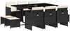 vidaXL 11-tlg. Garten-Essgruppe mit Kissen Schwarz Poly Rattan 3210606 Bild 2