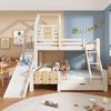Etagenbett 90x200 und 140x200 cm mit Rutsche, Leiter und Schublade, weiß/natur, EN747-1:2024 Bild 3