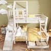 Etagenbett 90x200 und 140x200 cm mit Rutsche, Leiter und Schublade, weiß/natur, EN747-1:2024 Bild 2