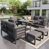 HAUSS SPOLE Gartenlounge-Set 8 Personen Gartensofa Sitzgruppe Sofas Komfortpolster Glastisch, (Halbmond 114 × 60 × 77 cm – 8-Sitzer Sitzgruppe Grau) Bild 5