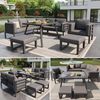 HAUSS SPOLE Gartenlounge-Set 8 Personen Gartensofa Sitzgruppe Sofas Komfortpolster Glastisch, (Halbmond 114 × 60 × 77 cm – 8-Sitzer Sitzgruppe Grau) Bild 2