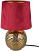 LED Tischleuchte mit Keramikfuß & Samtschirm Rot - Gold, Höhe 26cm Bild 2