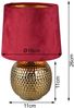LED Tischleuchte mit Keramikfuß & Samtschirm Rot - Gold, Höhe 26cm Bild 4