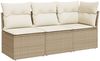 vidaXL Gartensofa mit Kissen 3-Sitzer Beige Poly Rattan 366076 Bild 2