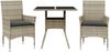 vidaXL 3-tlg. Garten-Essgruppe mit Kissen Hellgrau Poly Rattan Glas 3278611 Bild 2