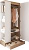 Kleiderschrank 70 x 40 x 170 cm aus Holz/MDF in Naturholz & Weiß, 1 Tür, mit Einlegeböden & Schubladen Bild 5