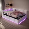 REDOM Polsterbett Schlafsofa Kinderbett Funktionsbett (mit hydraulischem Stauraum, LED-Beleuchtung & USB-Anschluss – Gepolstertes, 140 x 200 cm), Ohne Matratze Bild 5
