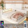 REDOM Polsterbett Schlafsofa Kinderbett Funktionsbett (mit hydraulischem Stauraum, LED-Beleuchtung & USB-Anschluss – Gepolstertes, 140 x 200 cm), Ohne Matratze Bild 3