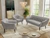 Wohnzimmerset PIRS 1-1-3, Skandinavisches 3-Sitzer Sofa mit Sesseln, Sofa mit Wellenfederung, schwarze Füße, Skandinavisches Möbelset - Hellgrau Velvet Bild 3