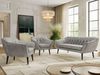 Wohnzimmerset PIRS 1-1-3, Skandinavisches 3-Sitzer Sofa mit Sesseln, Sofa mit Wellenfederung, schwarze Füße, Skandinavisches Möbelset - Hellgrau Velvet Bild 4