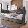 Polstertes Schlafsofa 205×106×75cm,Samt mit hydraulischem Stauraum, USB- & Type‑C‑Ladestation,Grau Bild 2
