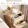 Rattan Nachttisch im Boho-Stil mit 2 Schubladen & Massivholzbeinen Moderner Nachtschrank Bild 4