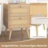 Rattan Nachttisch im Boho-Stil mit 2 Schubladen & Massivholzbeinen Moderner Nachtschrank Bild 5