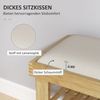 HOMCOM Schuhbank mit Stauraum, 2 offene Fächer (Schuhregal aus Bambus, 1-St, Schuhbank mit Sitzfläche), für Wohnzimmer, Flur, Cremeweiß+Naturholz Bild 4