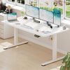 Devoko Hohenverstellbarer Schreibtisch Holzwerkstoff und Metall Weiss 160 x 60 x 73-118 cm Bild 1