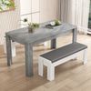 Esszimmertisch in Beton-Optik mit Eichenholzstich, rechteckiger Esstisch mit 4 stabilen Beinen, moderner Freizeittisch Bild 4