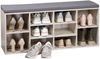 Offener Schuhschrank, weiß gekälkt - mit Sitzkissen, grau Bild 4