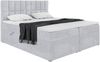 MEBLINI Boxspringbett LUKAS 180x220 cm mit Bettkasten - H4/Hellgrau Samt Polsterbett - Doppelbett mit Topper & Taschenfederkern-Matratze Bild 2