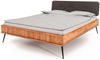 Bett Tula 2 aus Kernbuche massiv 180x200 cm mit Polsterkopfteil und Metallbeinen Bild 1