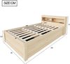Merax Einzelbett, Schlafsofa 90 × 200 cm, Multifunktionalem Massivholzbett, Mit Einer Euro-Steckdose, Mit Mehrfarbigen LED-Lichtleisten, Hydraulischem Bettmechanismus, Holzfarbe Bild 4