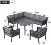 KLAM HOME Garten-Essgruppe Gartenmöbel-Set 8 Personen Grau mit Ecksofa & Glastisch, (Garten-Essgruppe Eckstellung, Verzinktes Eisen & Handgewebtes Seil), Outdoor Lounge Set mit Esstisch, 2 Sesseln und Ecksofa Bild 3