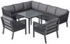 KLAM HOME Garten-Essgruppe Gartenmöbel-Set 8 Personen Grau mit Ecksofa & Glastisch, (Garten-Essgruppe Eckstellung, Verzinktes Eisen & Handgewebtes Seil), Outdoor Lounge Set mit Esstisch, 2 Sesseln und Ecksofa Bild 2