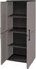 Dmora Akina-Außengarderobe, Balkonmöbel, Mehrzweckgarderobe mit Regalen, 100 % Made in Italy, 68 x 37 x 163 cm, Grau und Schwarz, gestreifte Oberfläche Bild 5