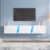 Wandmontierter TV-Schrank, Lowboard TV-Schrank mit LED-Leuchten, TV-Ständer mit 3 Schranktüren, geeignet für 75-Zoll-Fernseher, TV-Schrank Fernsehschrank Hochglanz, Weiß, 180 x 35 x 30 cm Bild 2