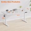 Elektrisch höhenverstellbarer Schreibtisch, Memory-Funktion, USB-Anschluss, Kabelmanagement, Holzwerkstoff / Metall, Weiß, 160 x 80 cm, Höhe 72-118 cm Bild 5