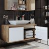 Roomart ATLANTIC-100 Badmöbel Set– 2-teiliges Badezimmermöbel Set - Waschbecken mit Unterschrank - H 45 x B 45 x T 100 cm • Weiß-Eiche Bild 2