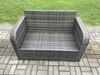 Fimous Polyrattan Gartenmöbel Set mit Rechteckiger Esstisch Großer Fußhocker Dunkelgrau gemischt Bild 5