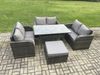 Fimous Polyrattan Gartenmöbel Set mit Rechteckiger Esstisch Großer Fußhocker Dunkelgrau gemischt Bild 2