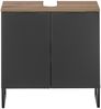 Waschbeckenunterschrank >Denver< 2 Türen, schwarz matt / Evoke Eiche dekor - 60x60x35cm (BxHxT) Bild 3