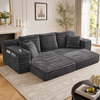 Schlafsofa, Cord mit hoher Rückenlehne & Getränkehaltern, 273 x 98 x 87 cm, Dunkelgrau Bild 4