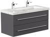 Badmöbel Marmor Carrara White Damo 100 cm 2 Hahnlöcher SoftClose anthrazit : Anthrazit Bild 3