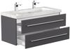 Badmöbel Marmor Carrara White Damo 100 cm 2 Hahnlöcher SoftClose anthrazit : Anthrazit Bild 4