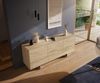 Sideboard Cuor 180 cm Keramik Laminam® Sabbia Eichefarbig 2 Türen 3 Schubfächer Fuß Schwebeoptik Edelstahl Bild 4